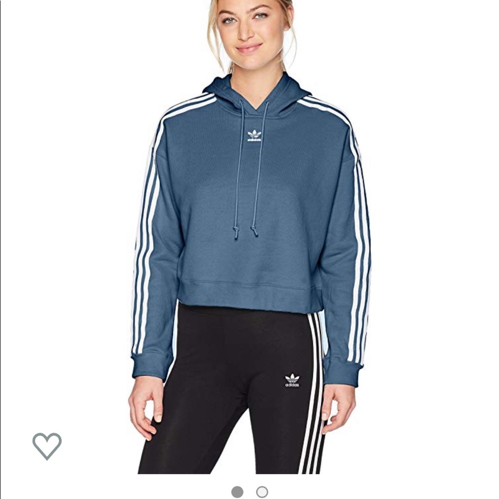 Adidas crop blue hoodie medium